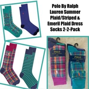 Polo By Ralph Lauren Plaid/Striped Socks -2-pack and Emerl Plaid Socks -2-pack